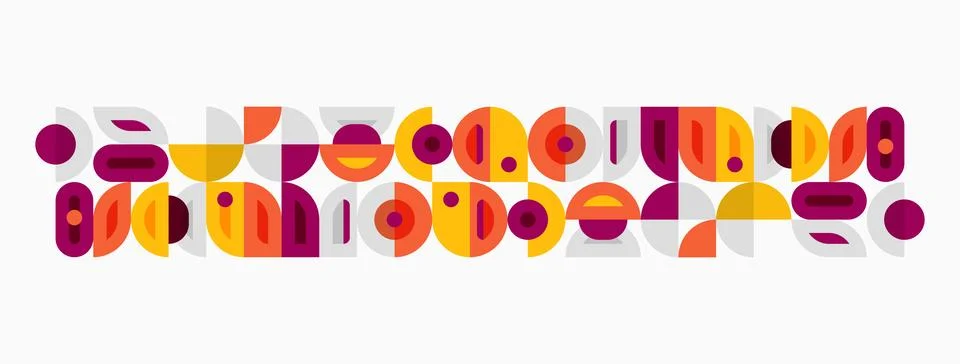 Abstract geometric pattern. Circles, rectangles, curves create repeating de.. Stockillustratie