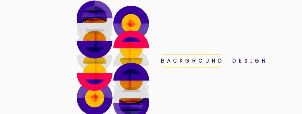 Abstract geometric pattern. Circles, rectangles overlap creating vibrant visu Stockillustratie