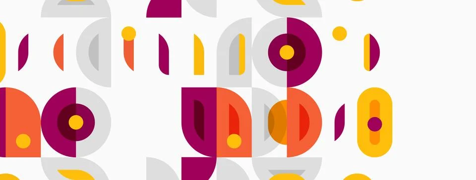 Abstract geometric pattern. Circles, rectangles, lines create playful design. Stockillustratie