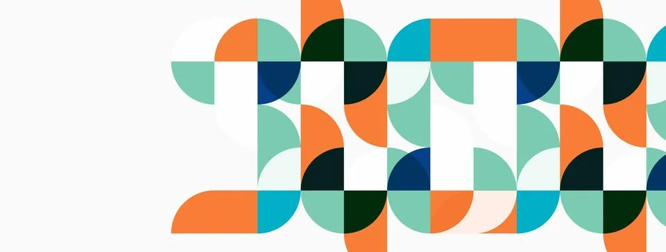 Abstract geometric pattern. Circles, semicircles create repeating design. Tea 스톡 일러스트