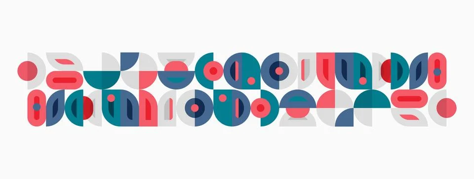 Abstract geometric pattern. Circles, semicircles, rectangles combine creating 스톡 일러스트