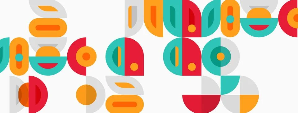 Abstract geometric pattern. Circles, semicircles, shapes overlap creating Stockillustratie