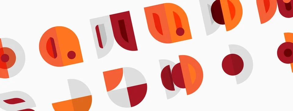 Abstract geometric pattern. Circles, semicircles, rectangles combine creating Illustrazione stock