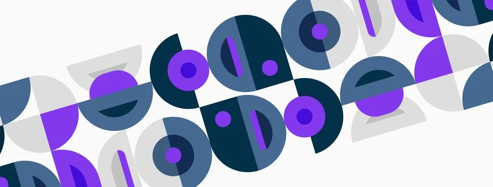 Abstract geometric pattern. Circles, semicircles, squares create repeating Stock Illustration