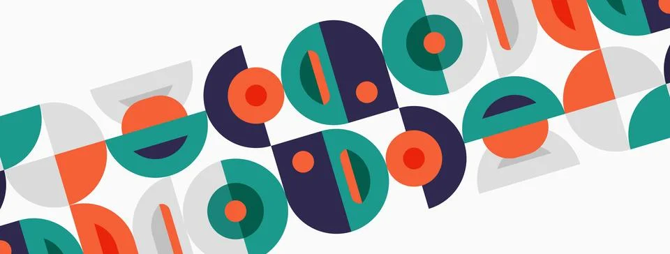Abstract geometric pattern. Circles, semicircles, rectangles overlap creating Stockillustratie