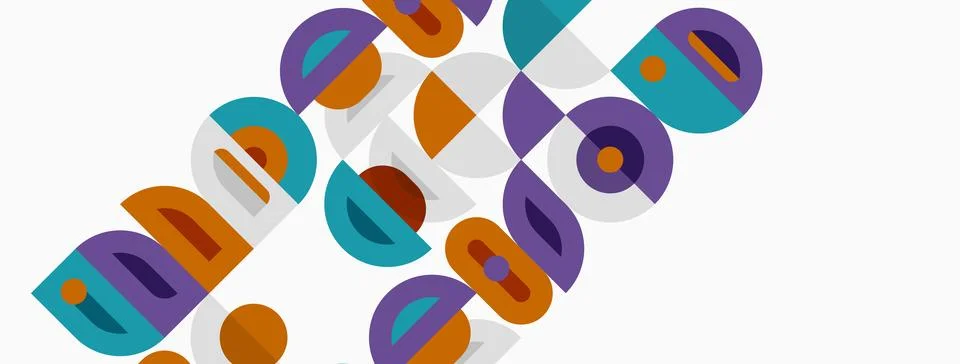Abstract geometric pattern. Circles, semicircles, rectangles overlap creating Stockillustratie
