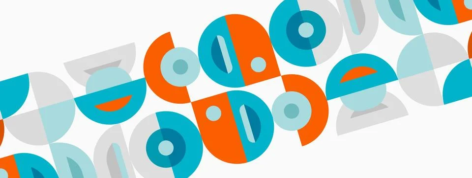 Abstract geometric pattern. Circles, semicircles, lines create repeating de.. Illustrazione stock