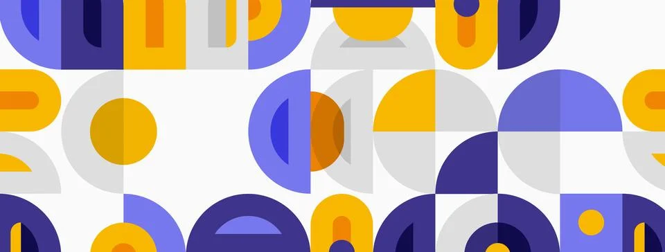 Abstract geometric pattern. Circles, semicircles, arcs create playful design. Stock Illustration
