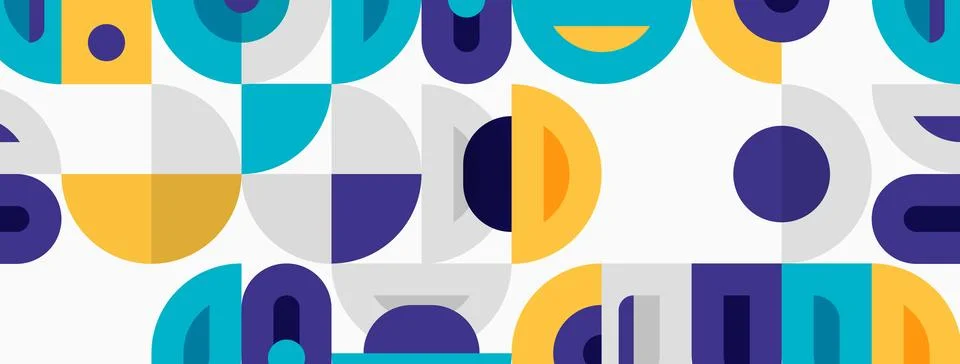 Abstract geometric pattern. Circles, semicircles, shapes overlap creating Stock Illustration