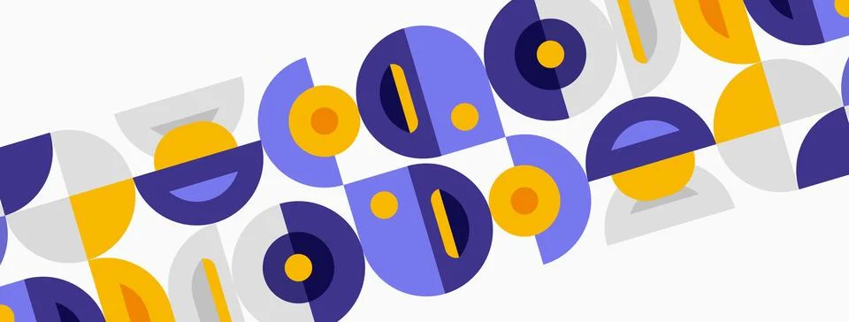 Abstract geometric pattern. Circles, semicircles, rectangles overlap creating イラスト素材