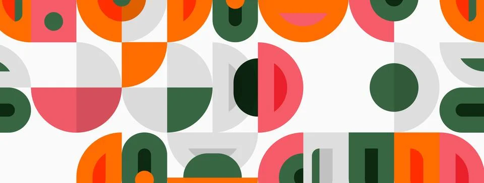 Abstract geometric pattern. Circles, semicircles, shapes overlap creating 스톡 일러스트