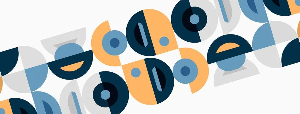 Abstract geometric pattern. Circles, semicircles, shapes overlap creating m.. 스톡 일러스트
