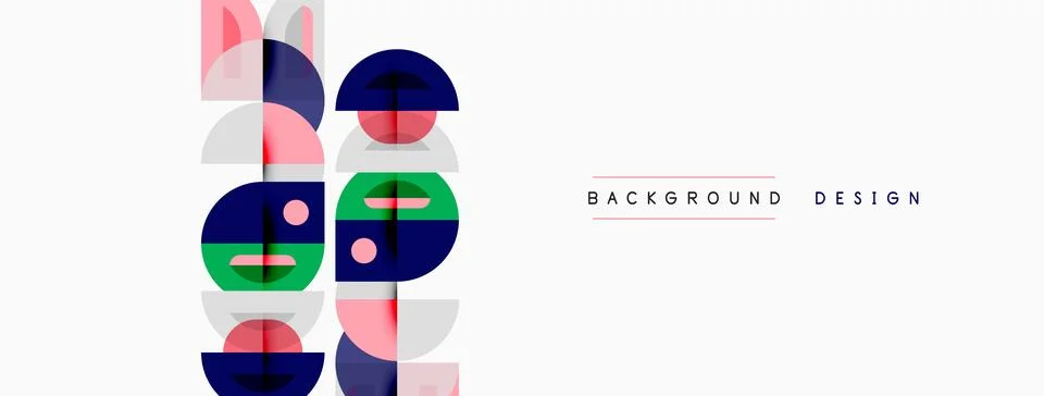 Abstract geometric pattern. Circles, semicircles, rectangles overlap creating イラスト素材