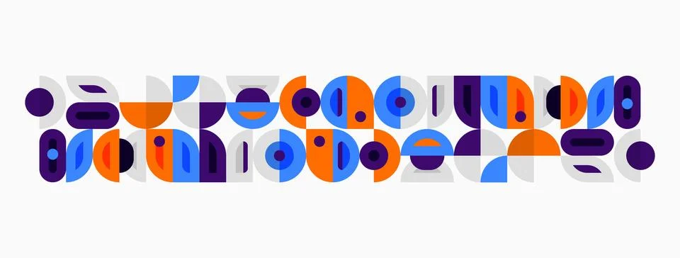 Abstract geometric pattern. Circles, semicircles, rectangles combine forming Stock Illustration