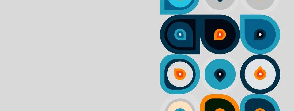 Abstract geometric pattern. Circles, semicircles, dots create colorful design Stock Illustration