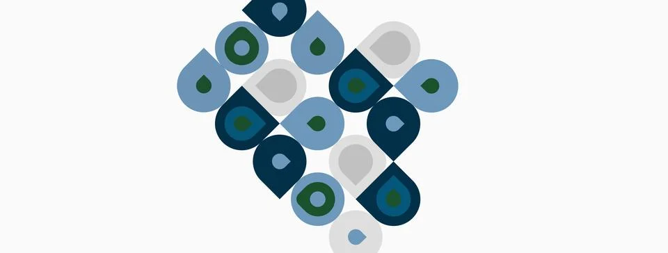 Abstract geometric pattern. Circles, squares overlap creating diagonal design Stock Illustration