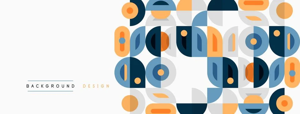 Abstract geometric pattern. Circles, squares, rectangles overlap creating m.. Illustrazione stock