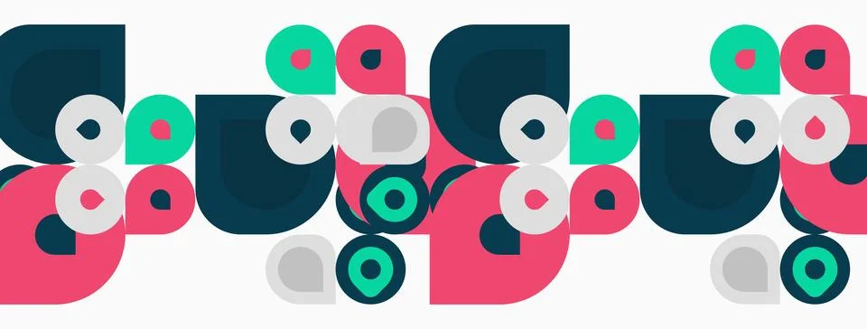 Abstract geometric pattern. Circles, squares, shapes repeat creating colorful イラスト素材