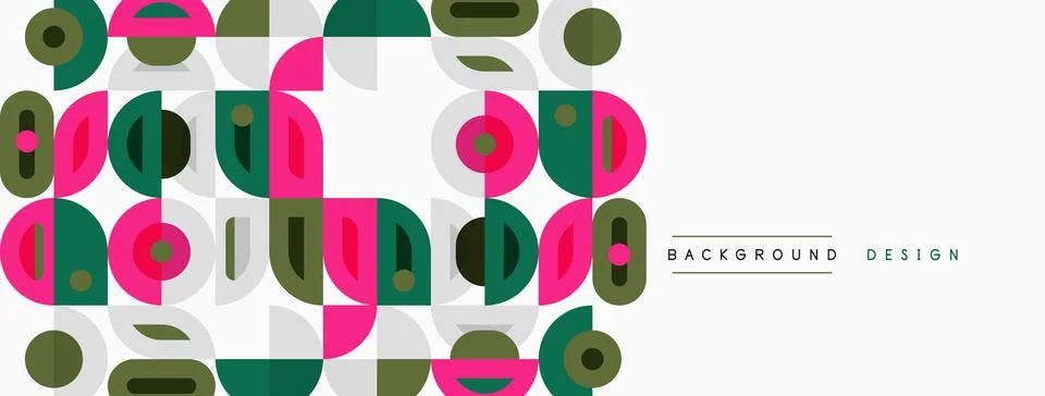 Abstract geometric pattern. Circles, squares, rectangles overlap creating m.. 库存插图