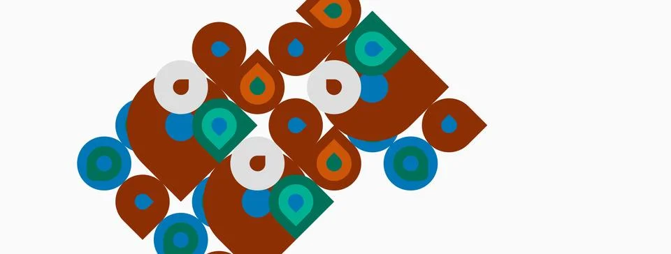 Abstract geometric pattern. Circles, squares, rectangles overlap creating Stockillustratie