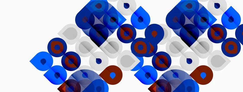 Abstract geometric pattern. Circles, squares overlap creating complex visual イラスト素材