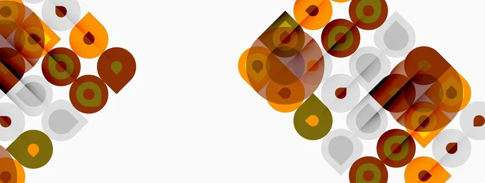 Abstract geometric pattern. Circles, squares overlap creating retro style d.. Illustrazione stock