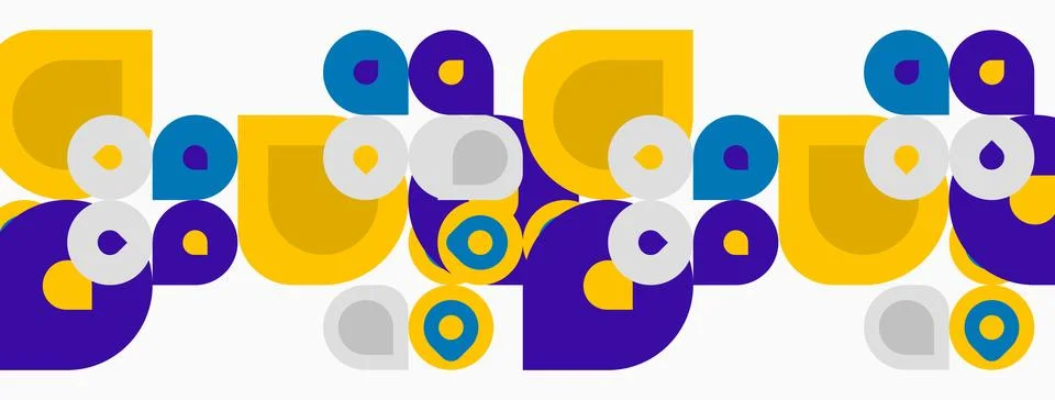 Abstract geometric pattern. Circles, squares, overlapping shapes create playf イラスト素材