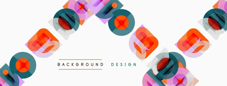 Abstract geometric pattern. Circles, squares overlap creating dynamic visual 库存插图