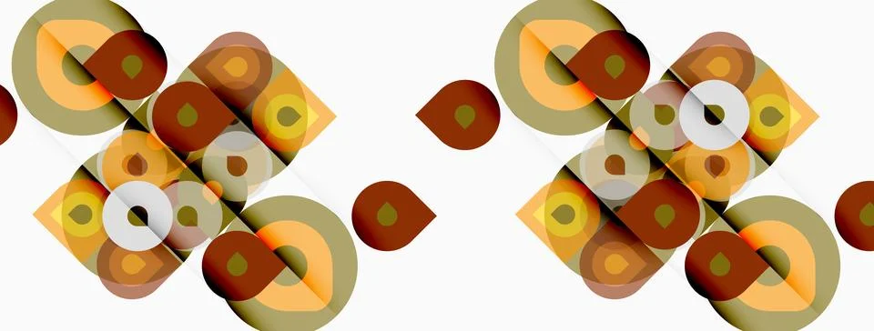 Abstract geometric pattern. Circles, squares, rectangles overlap creating Stockillustratie