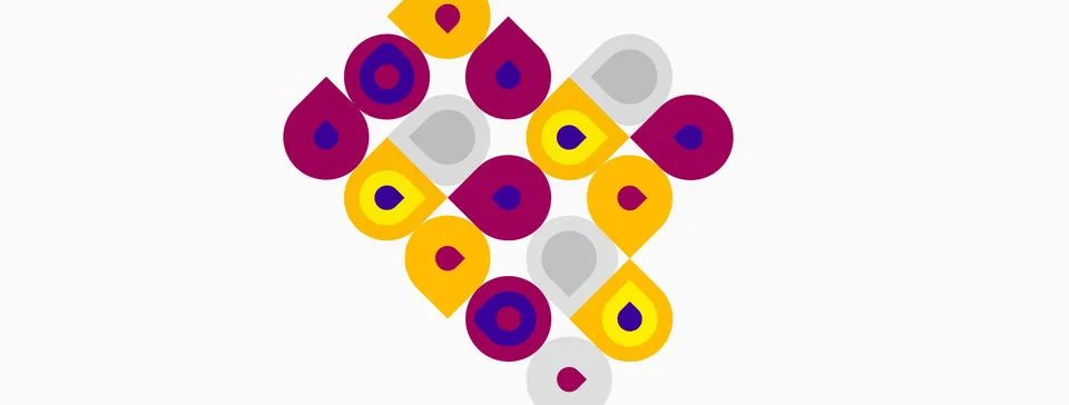 Abstract geometric pattern. Circles, squares, triangles combine forming diamo Stock Illustration