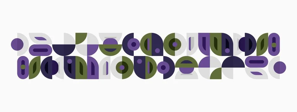 Abstract geometric pattern. Circles, squares, rectangles combine forming イラスト素材