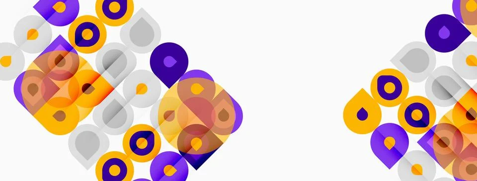 Abstract geometric pattern. Circles, squares overlap creating vibrant visual 스톡 일러스트