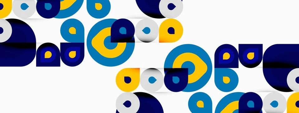 Abstract geometric pattern. Circles, squares overlap creating vibrant visual 스톡 일러스트
