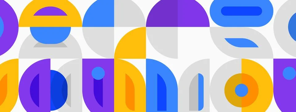 Abstract geometric pattern. Circles, squares, rectangles overlap creating Stockillustratie