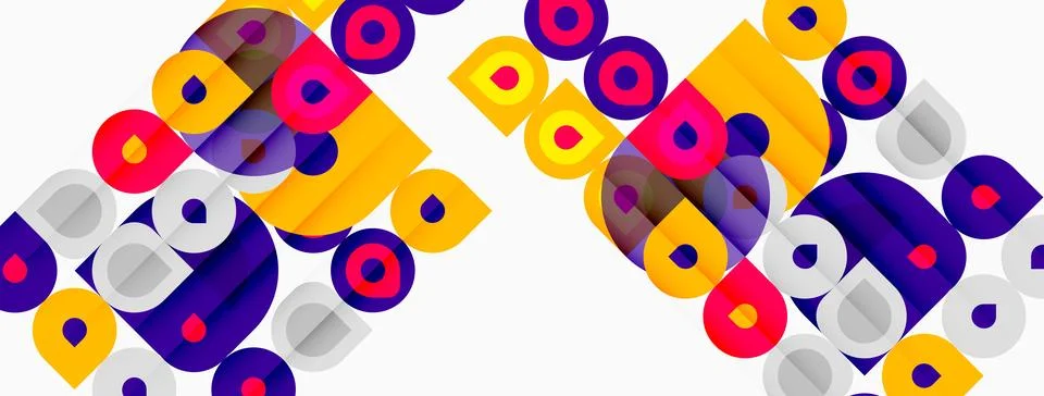 Abstract geometric pattern. Circles, squares overlap creating vibrant colorfu 스톡 일러스트