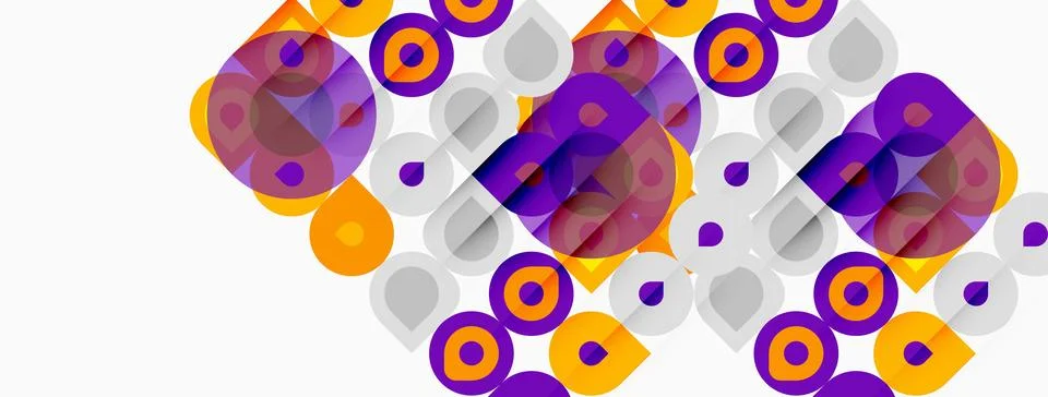 Abstract geometric pattern. Circles, squares overlap creating vibrant visual 스톡 일러스트