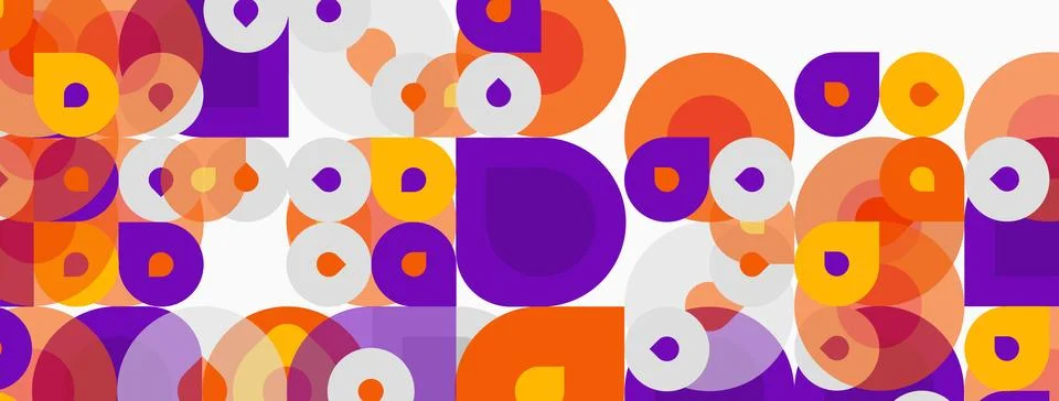 Abstract geometric pattern. Circles, squares overlap creating vibrant visual 스톡 일러스트