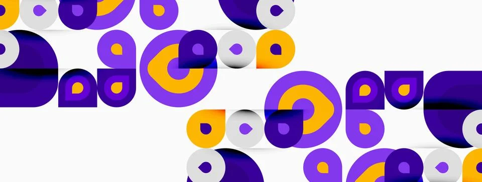 Abstract geometric pattern. Circles, squares overlap creating vibrant visual 스톡 일러스트