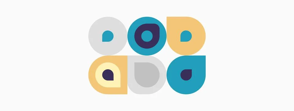 Abstract geometric pattern. Circles, squares, triangles overlap creating 스톡 일러스트