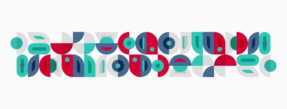 Abstract geometric pattern. Circles, squares, rectangles overlap creating Stockillustratie