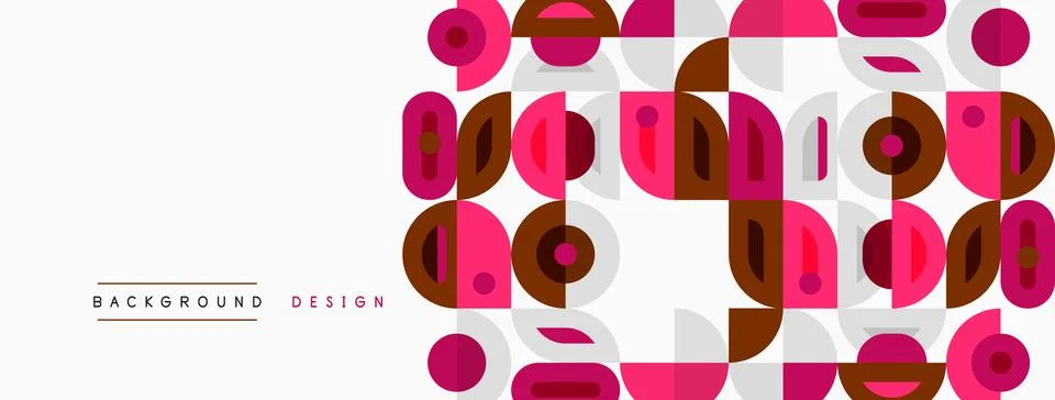 Abstract geometric pattern. Circles, squares, rectangles create modern design Illustrazione stock
