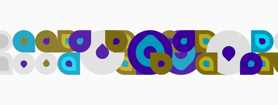 Abstract geometric pattern. Circles, squares, shapes repeat creating colorful イラスト素材