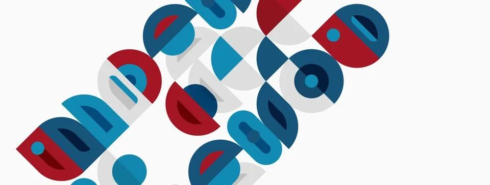 Abstract geometric pattern. Circles, squares, rectangles overlap creating イラスト素材