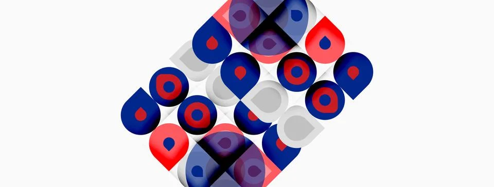 Abstract geometric pattern. Circles, squares, rectangles overlap creating Stockillustratie