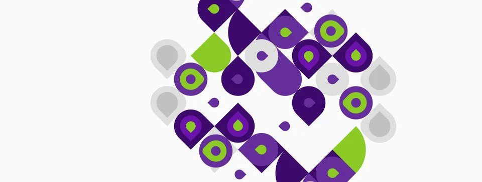 Abstract geometric pattern. Circles, squares, dots create vibrant composition 스톡 일러스트
