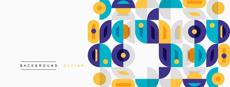Abstract geometric pattern. Circles, squares, rectangles overlap creating Stockillustratie