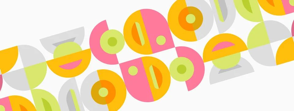 Abstract geometric pattern. Circles, squares, semicircles repeat. Pastel colo イラスト素材