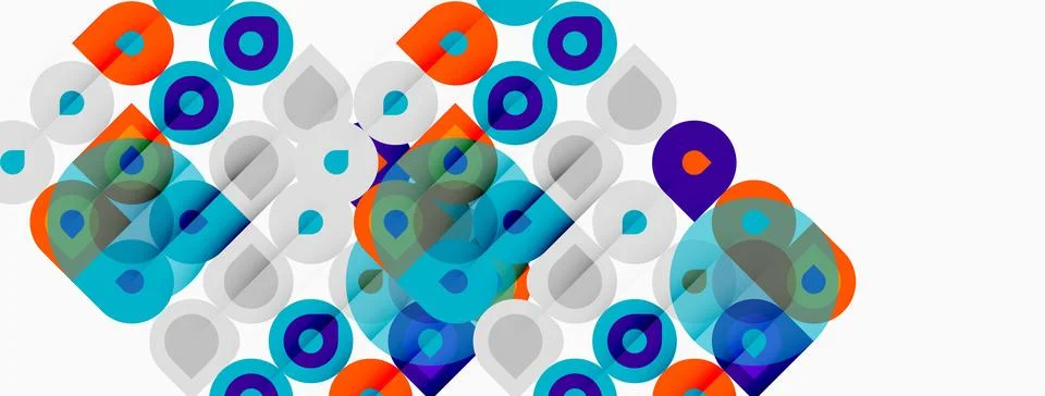 Abstract geometric pattern. Circles, squares overlap creating vibrant visual 스톡 일러스트