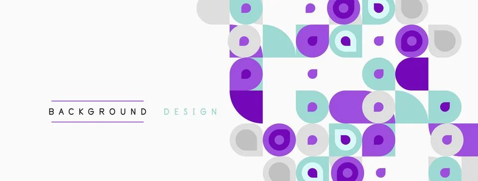 Abstract geometric pattern. Circles, squares, rectangles create modern design Illustrazione stock