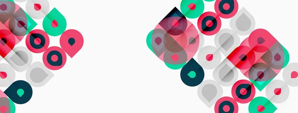 Abstract geometric pattern. Circles, squares, rectangles overlap creating イラスト素材